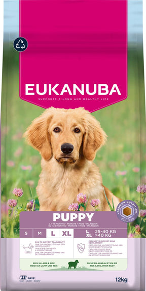 Eukanuba Puppy Large Lamb & Rice lamba ja riisiga kasvu toetav kuivtoit suurt tõugu kutsikatele 12 kg