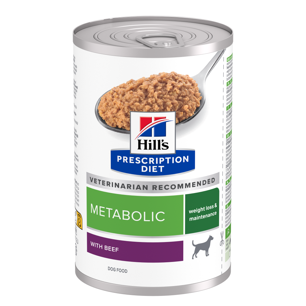 Hill's Prescription Diet Metabolic våtfoder med nötkött för hundar 12 x 370 g