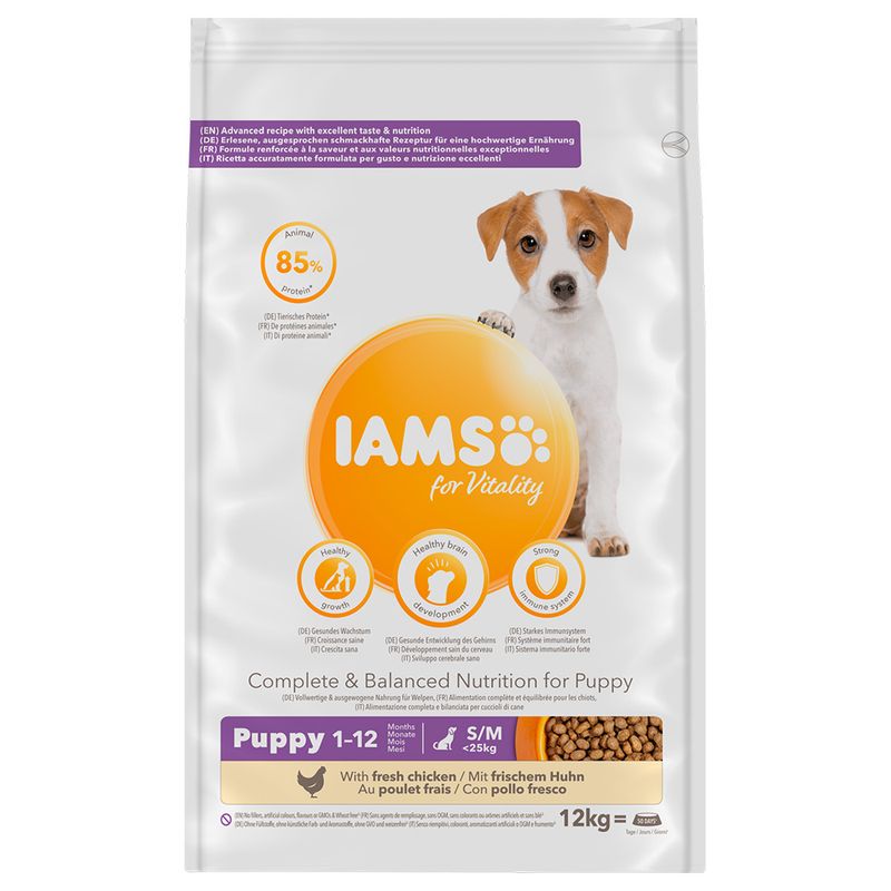 Iams Canine Puppy Small & Medium Torrfoder 12 kg för hundar
