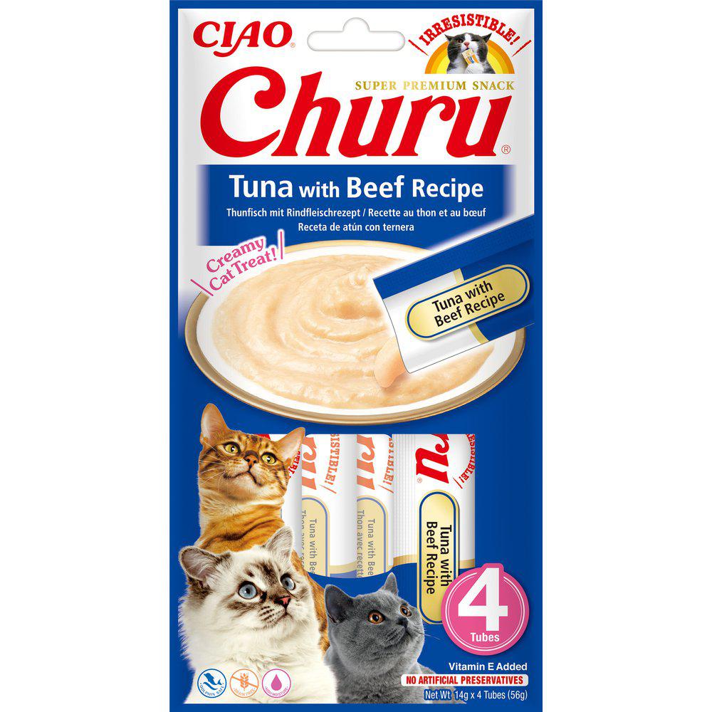 Churu Tonfisk & Nötkött krämigt godis för katter 4 x 14 g