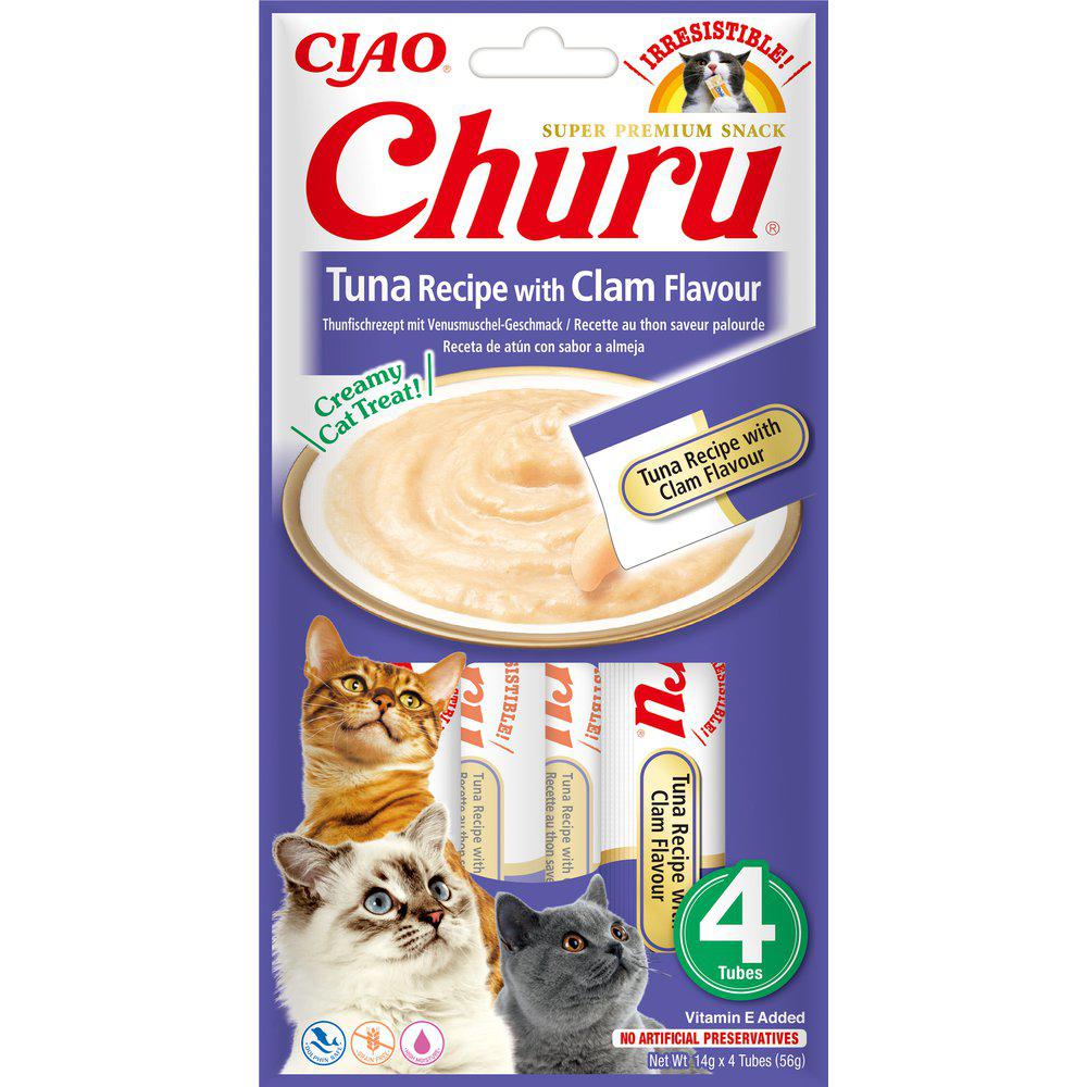 Churu Tonfisk & Mussla krämigt godis för katter 4 x 14 g