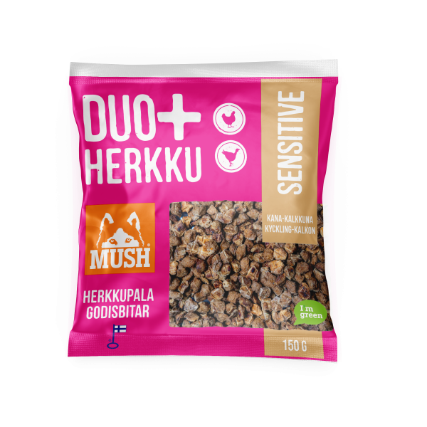 MUSH DUO+ Sensitive kyckling & kalkon 150 g för hundar