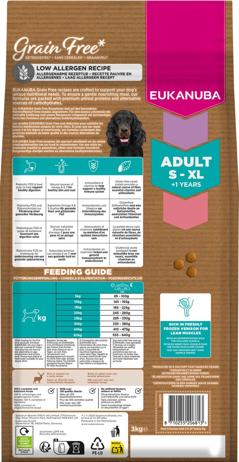 Eukanuba Adult Grain Free Venison teraviljavaba hirvelihaga kuivtoit igast tõust täiskasvanud koertele