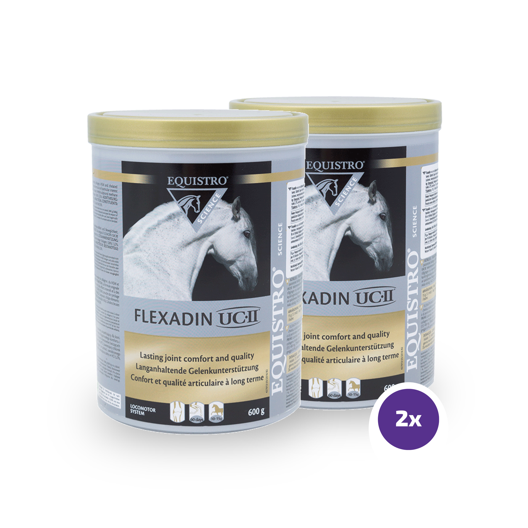 Equistro Flexadin UC II för hästar 2 x 600 g DUBBELPACK