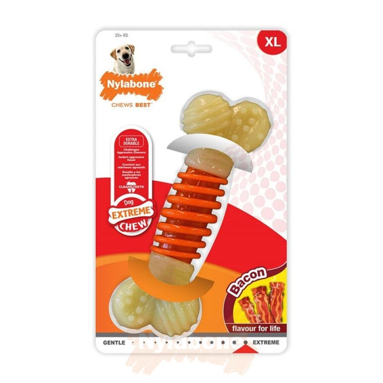 Nylabone Extreme Chew Pro Action tuggleksak bacon XL för hundar