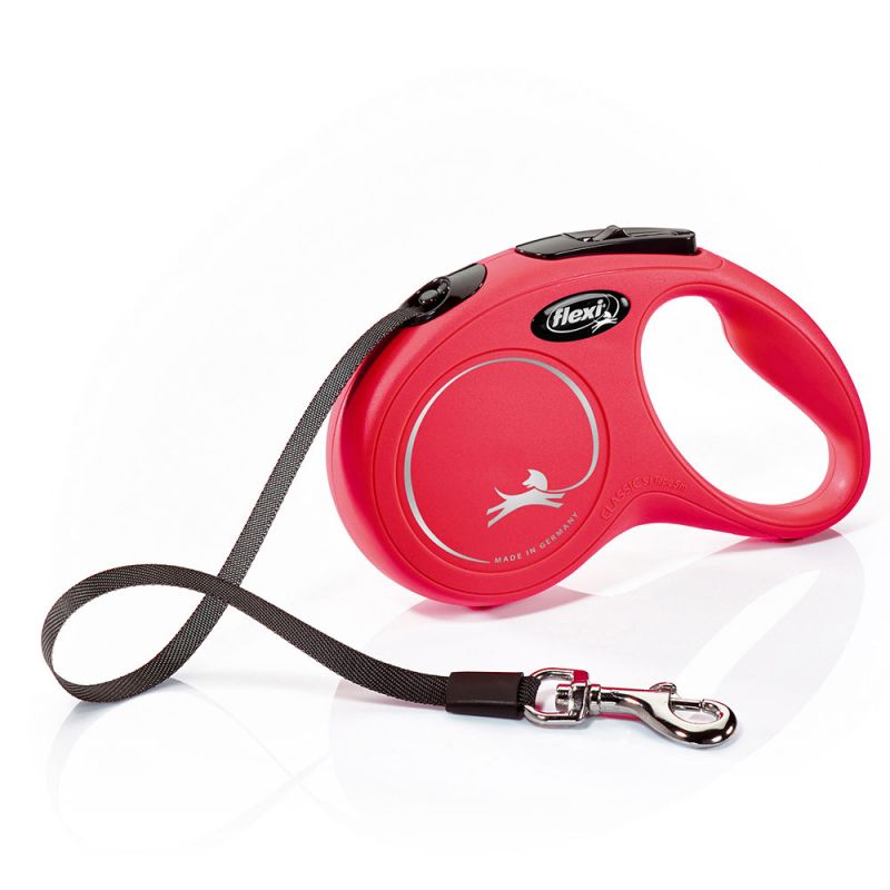 Flexi New Classic bandkoppel S/15 kg 5 m röd