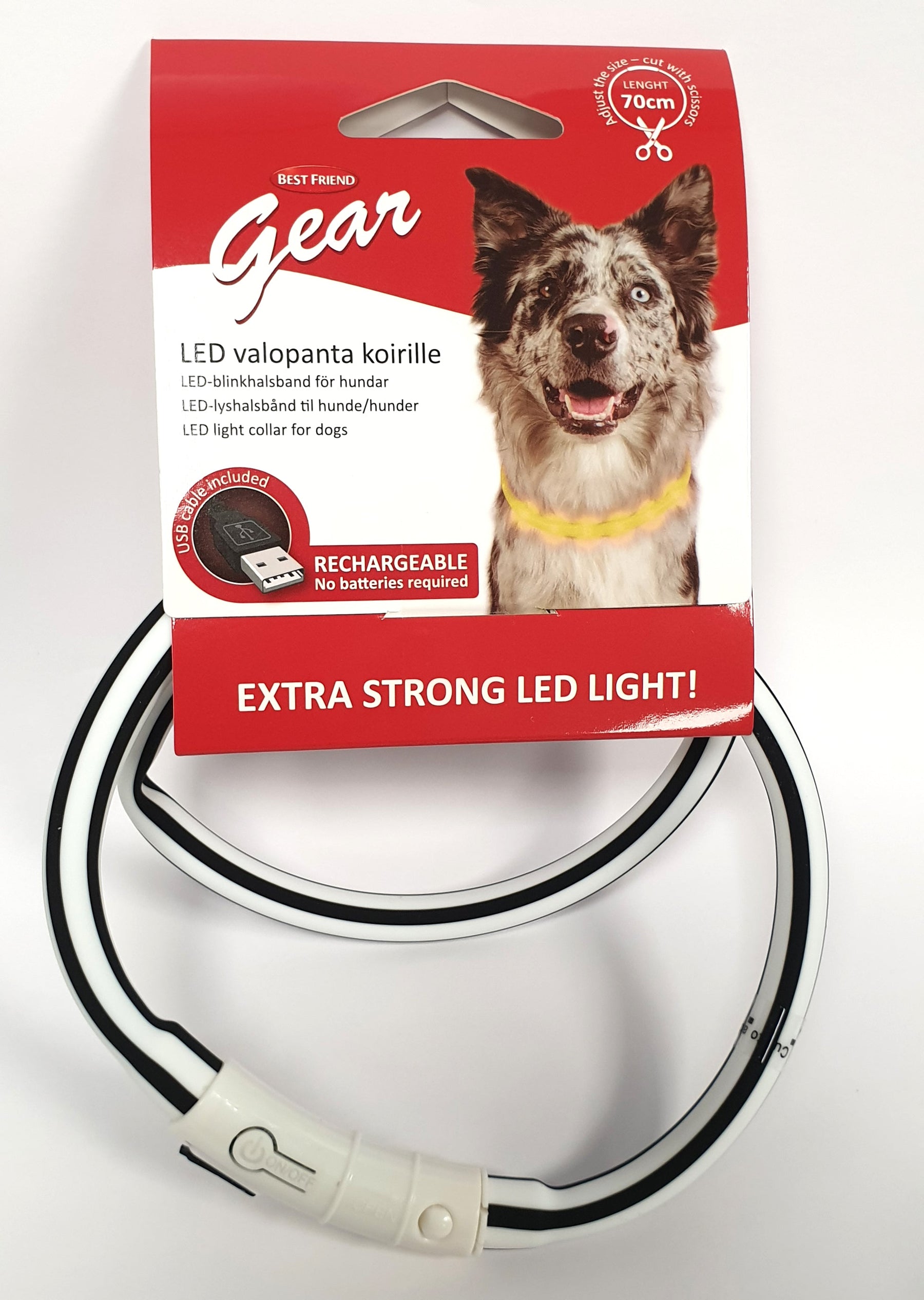 Best Friend Gear LED Light Collar 70 cm Adjustable Yellow