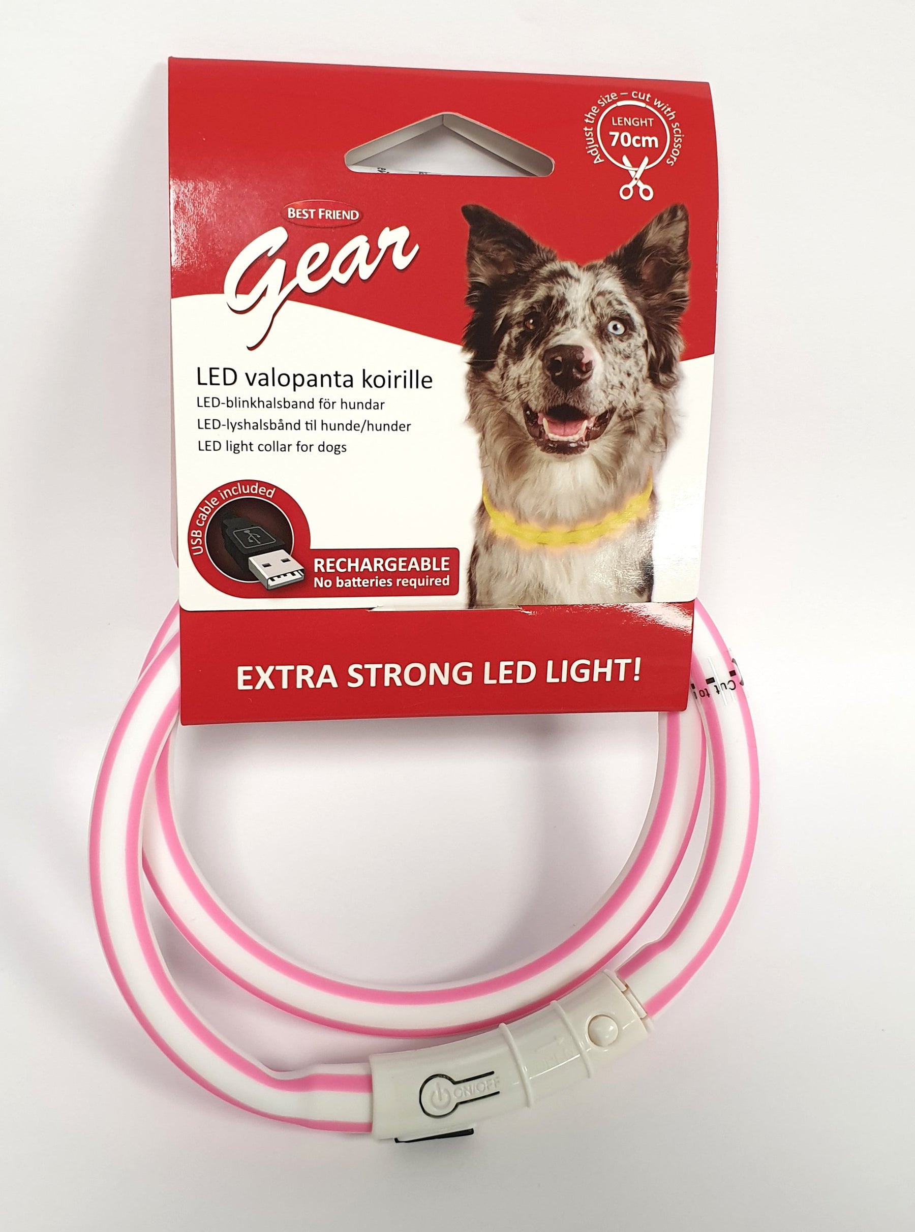Best Friend Gear LED Light Collar 70 cm Adjustable Yellow
