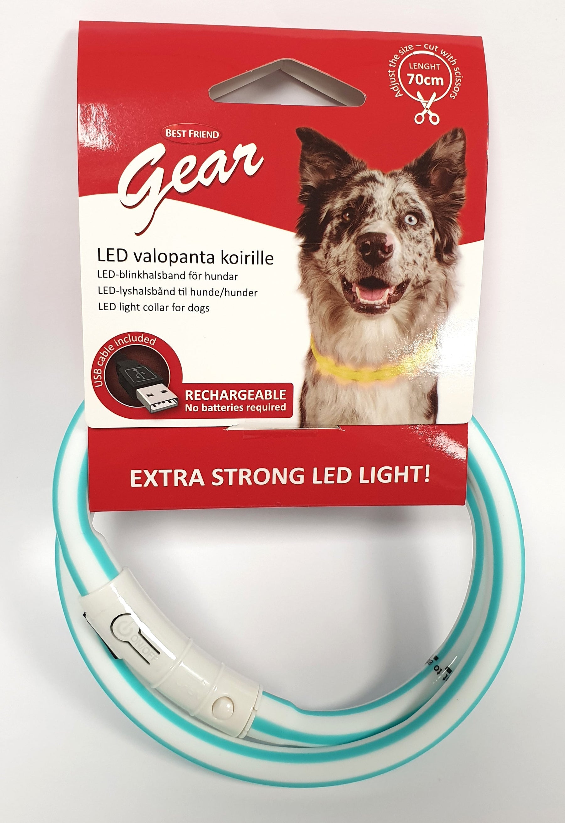Best Friend Gear LED Light Collar 70 cm Adjustable Yellow