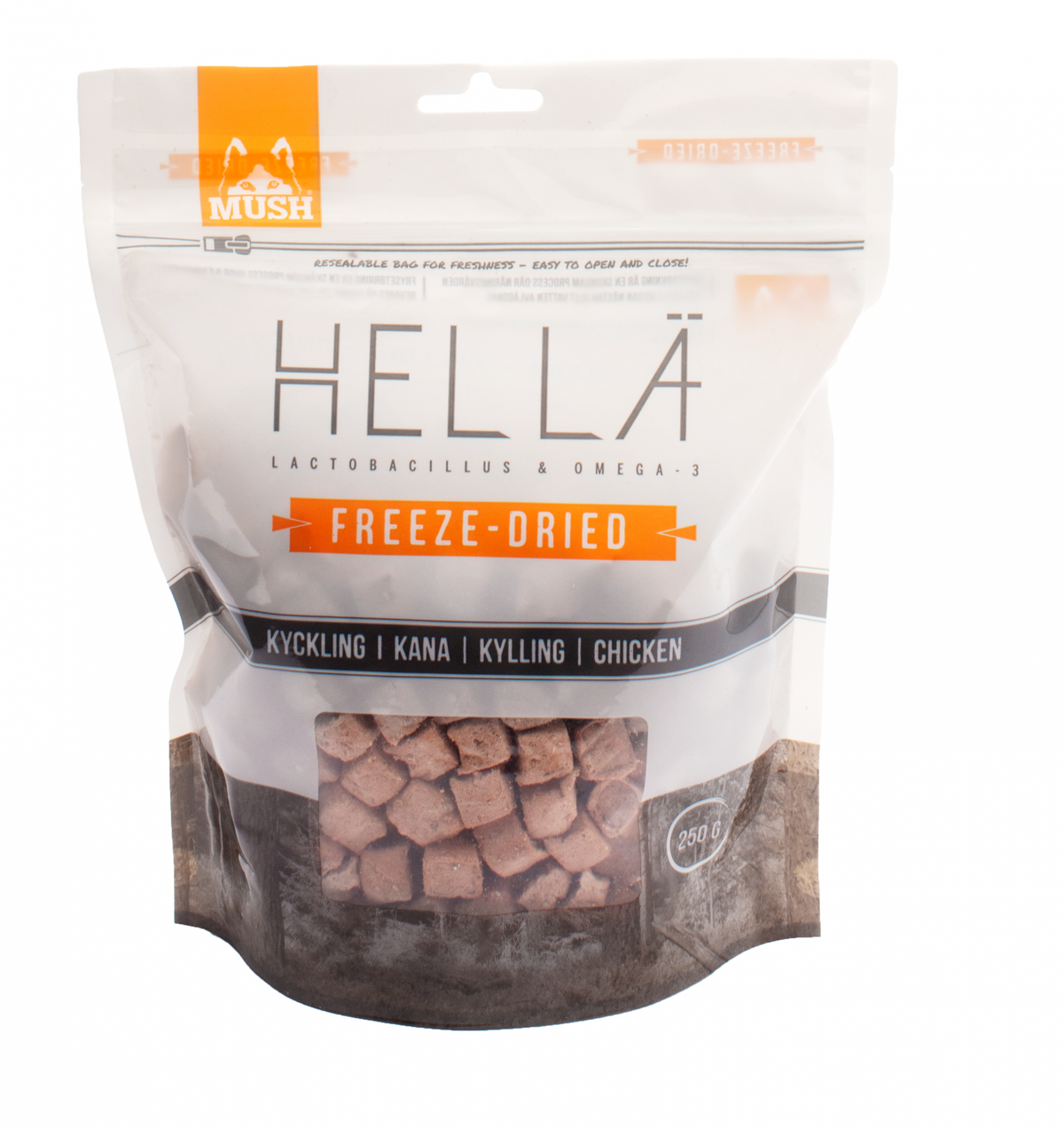 MUSH Hellä Frystorkad kyckling 250 g för hundar
