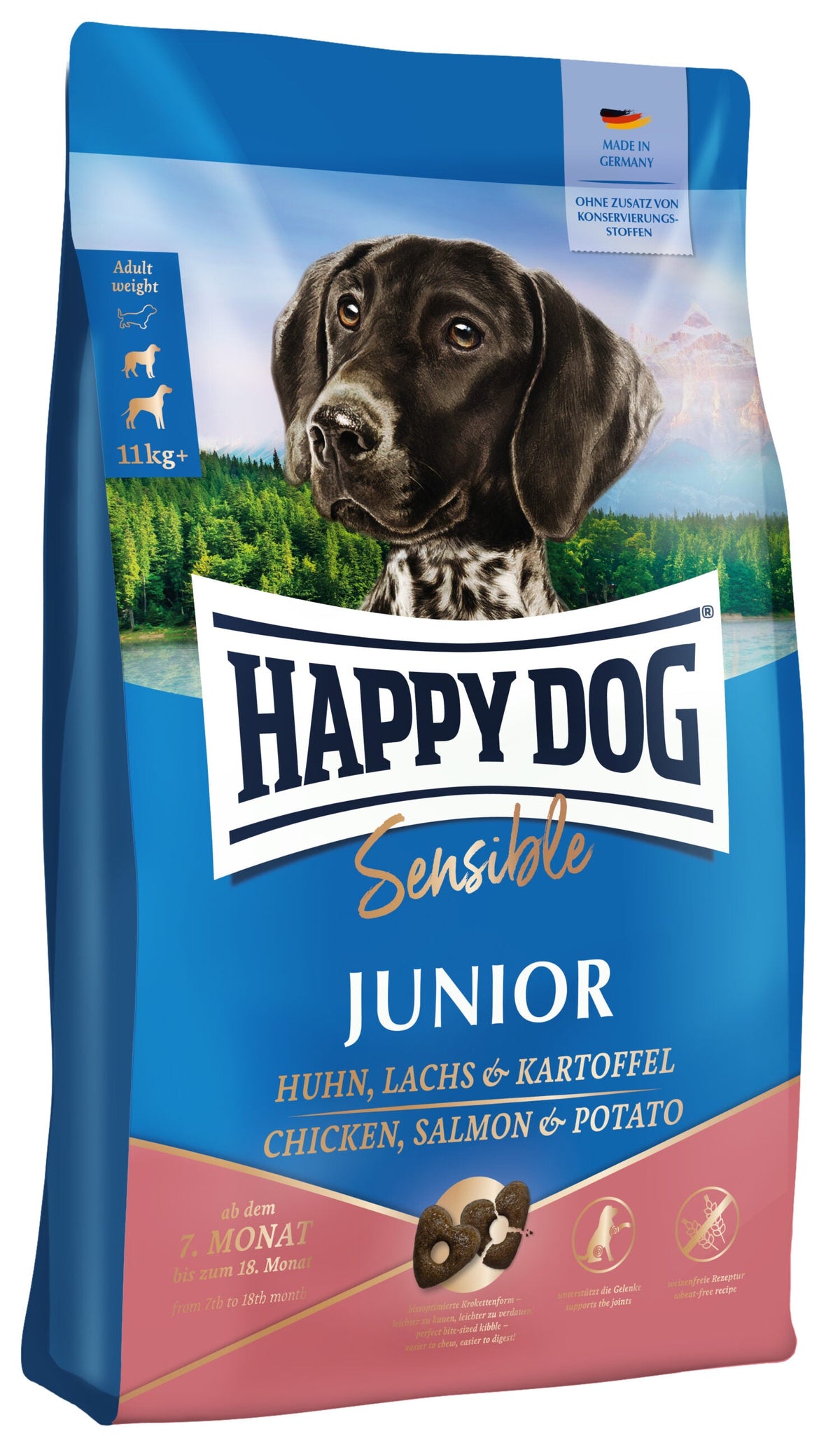 Happy Dog Sensible Junior Huhn, Lachs & Kartoffel 10 kg för hundar