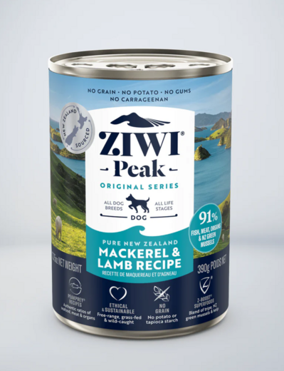 ZiwiPeak Makrill och Lamm för Hundar 12 x 390 g
