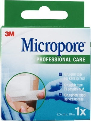 Micropore tejp vit individuellt förpackad rulle 2,5 cm x 10 m 1 st