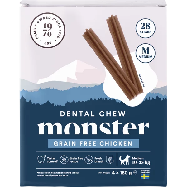 Monster Dental Chew grain free chicken tuggpinne för hund