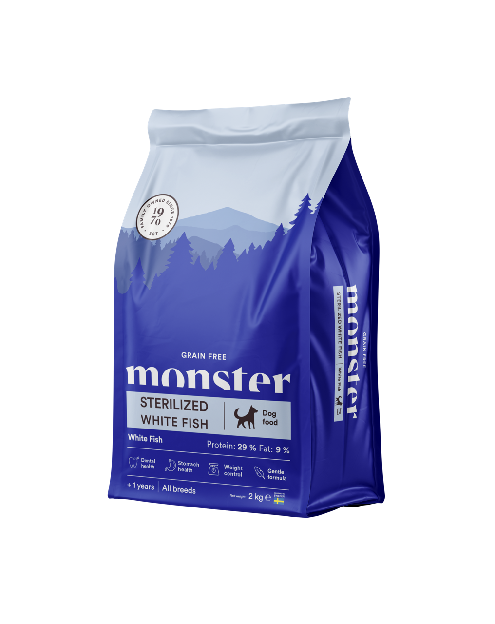 Monster Dog grain free sterilized white fish för hund 2 kg