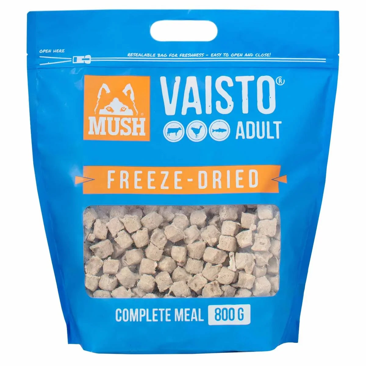 MUSH Vaisto blå frystorkad (nöt-kalkon-lax) 800 g för hundar