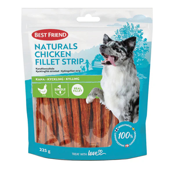 Best Friend Naturals Chicken Fillet Strip 225 g för hundar