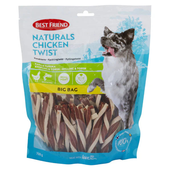 Best Friend Naturals Chicken Twist Big Bag 750 g för hundar