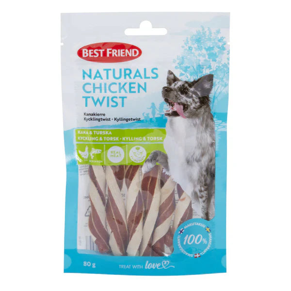 Best Friend Naturals Chicken Twist 80 g för hundar