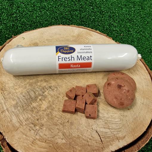 D&C Fresh Meat Nöt korv 400 g för hundar