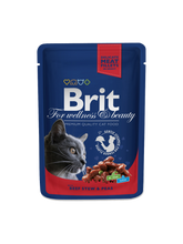 Brit Premium Portionspåsar med Nötköttsgryta och Ärtor i Sås för katter 24 x 100 g