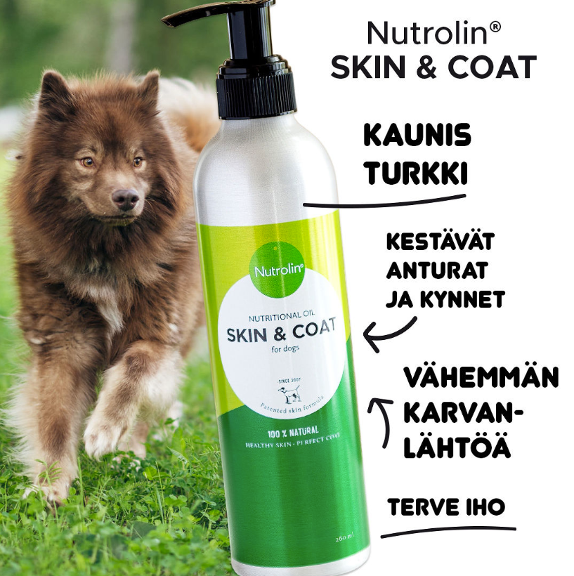 Nutrolin Skin & Coat õli probleemse nahaga koertele, pumbaga pudel 2 x 260 ml TOPELTPAKK