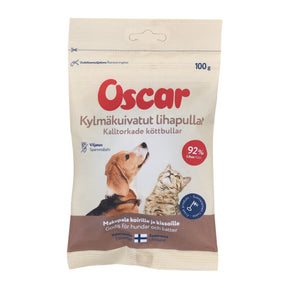 Oscar Frystorkade köttbullar 100 g för hundar och katter