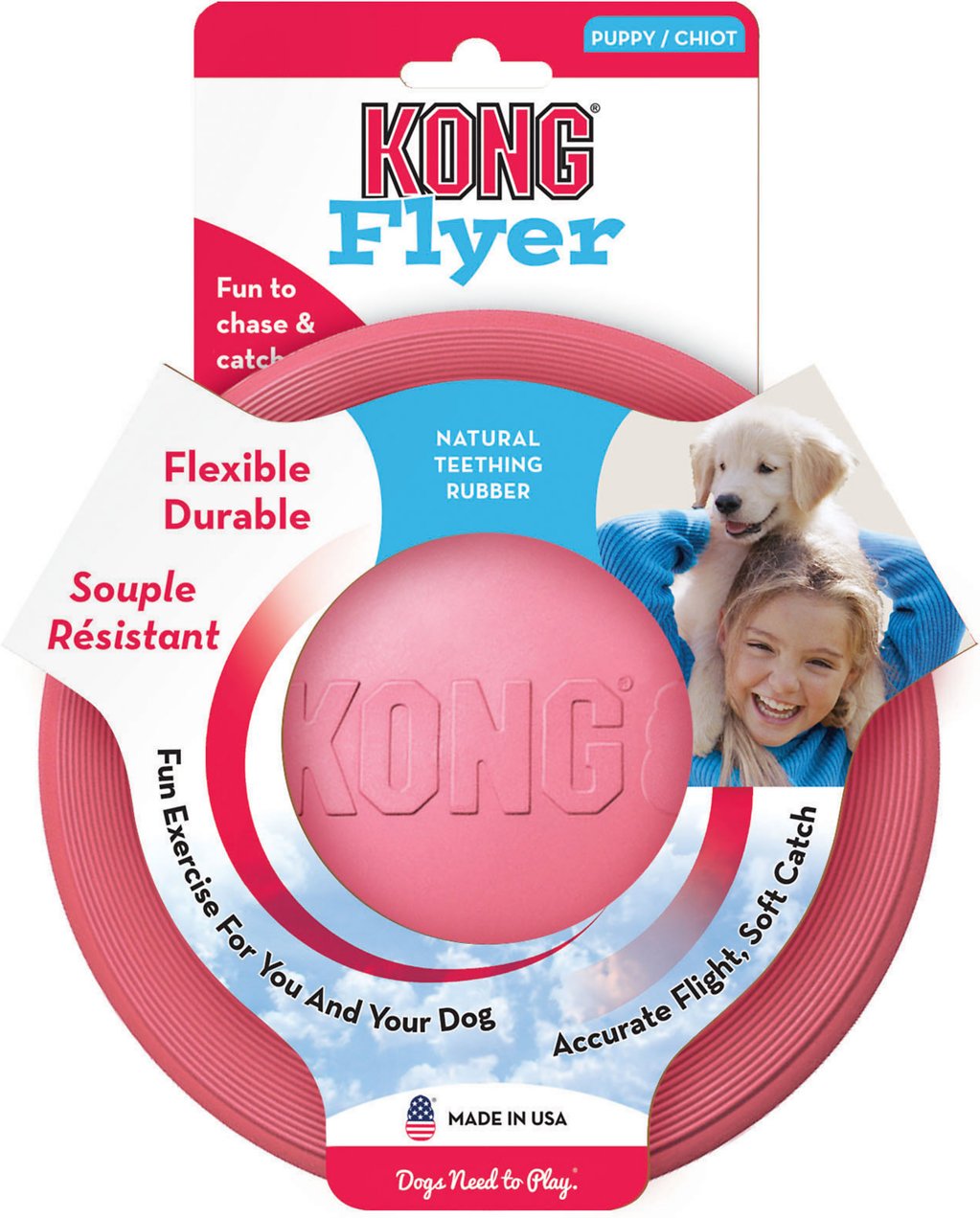 KONG Puppy Flyer frisbee pink för valpar