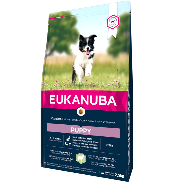 Eukanuba Canine Puppy Small & Medium Lamb & Rice 2,5 kg för hundar