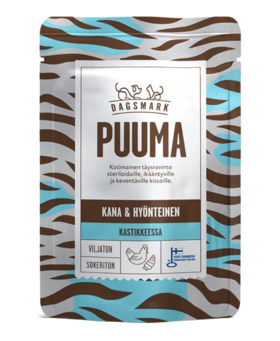 Dagsmark Puma kyckling och insekter i sås för katter 8 x 80 g