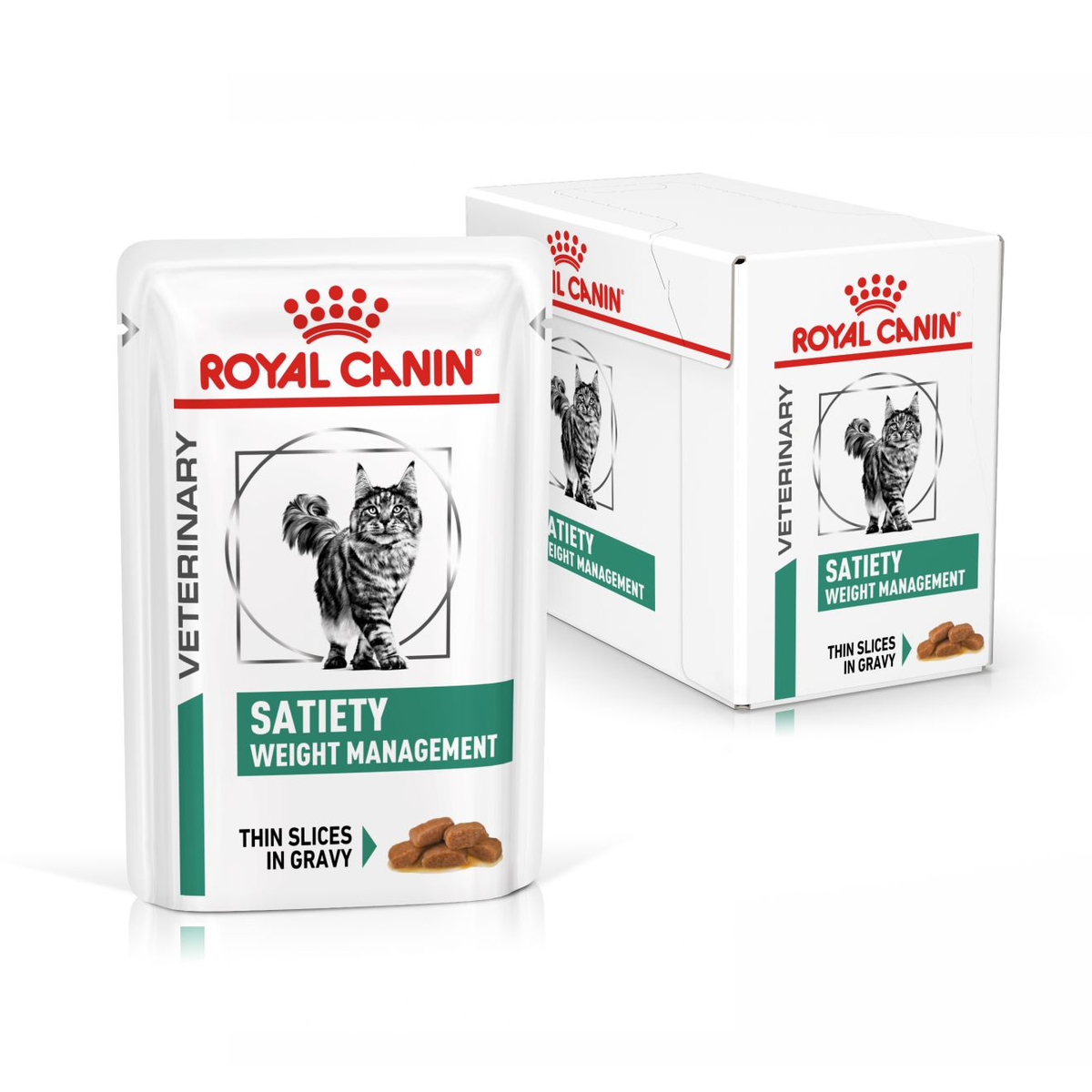 Royal Canin Veterinary Diets Weight Management Satiety Thin Slices In Gravy Pouch wet cat food 12 x 85g