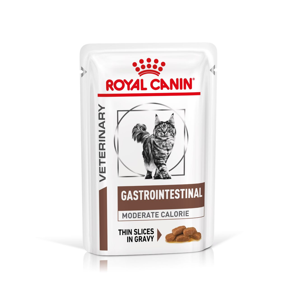 Royal Canin Veterinary Diets Gastrointestinal Moderate Calorie Slices In Gravy wet cat food 12 x 85g