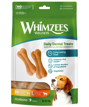 Whimzees Rice Bone riisipõhine närimiskont koertele M/L 9 tk