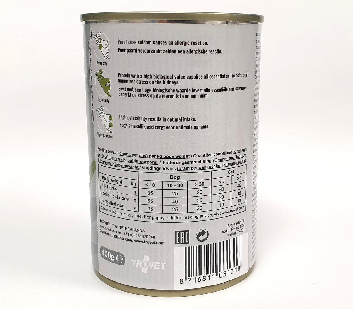 Trovet Unique Protein UPH horse for cats and dogs 6 x 400 g