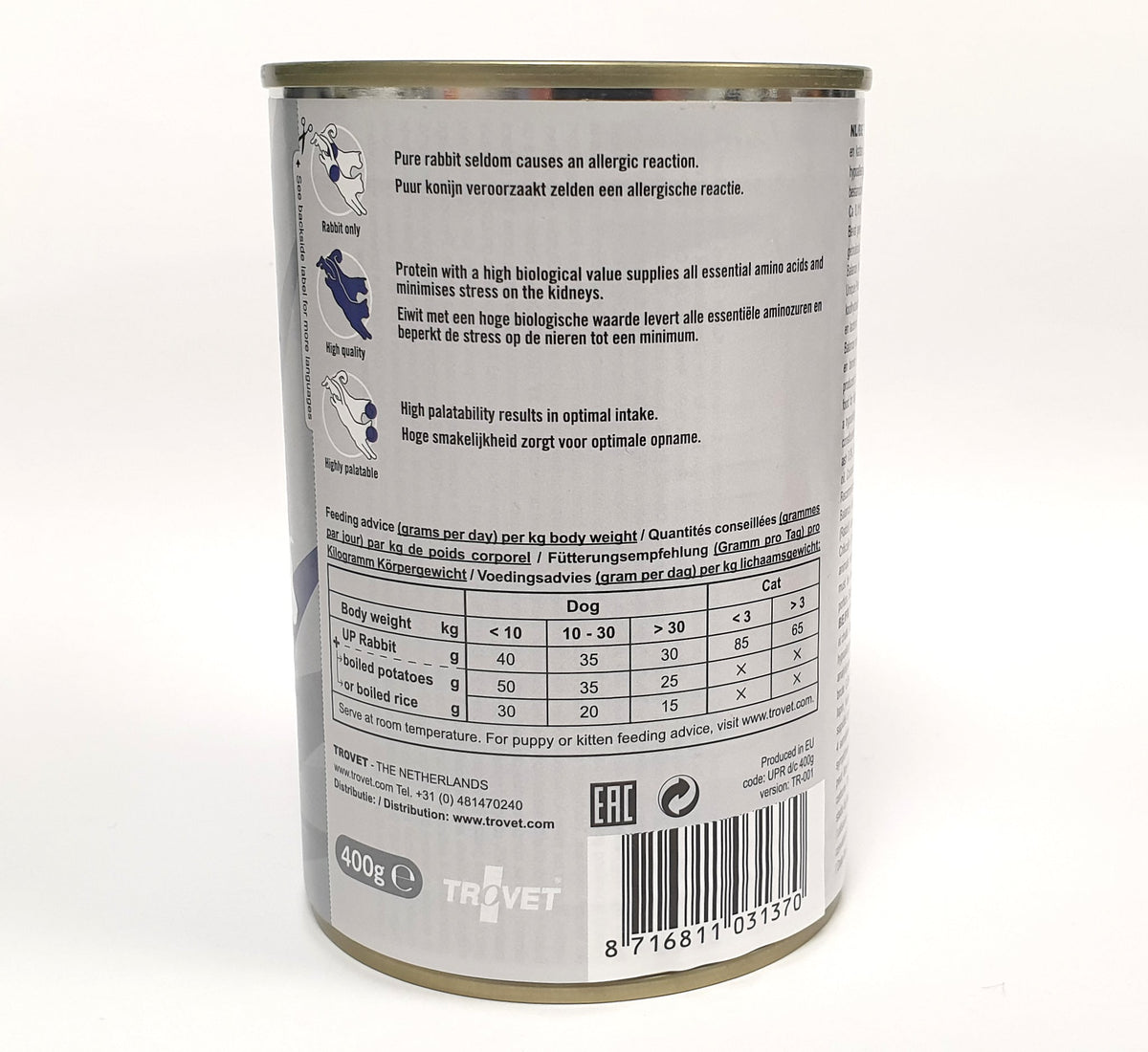Trovet Unique Protein UPR rabbit for cats and dogs 6 x 400 g