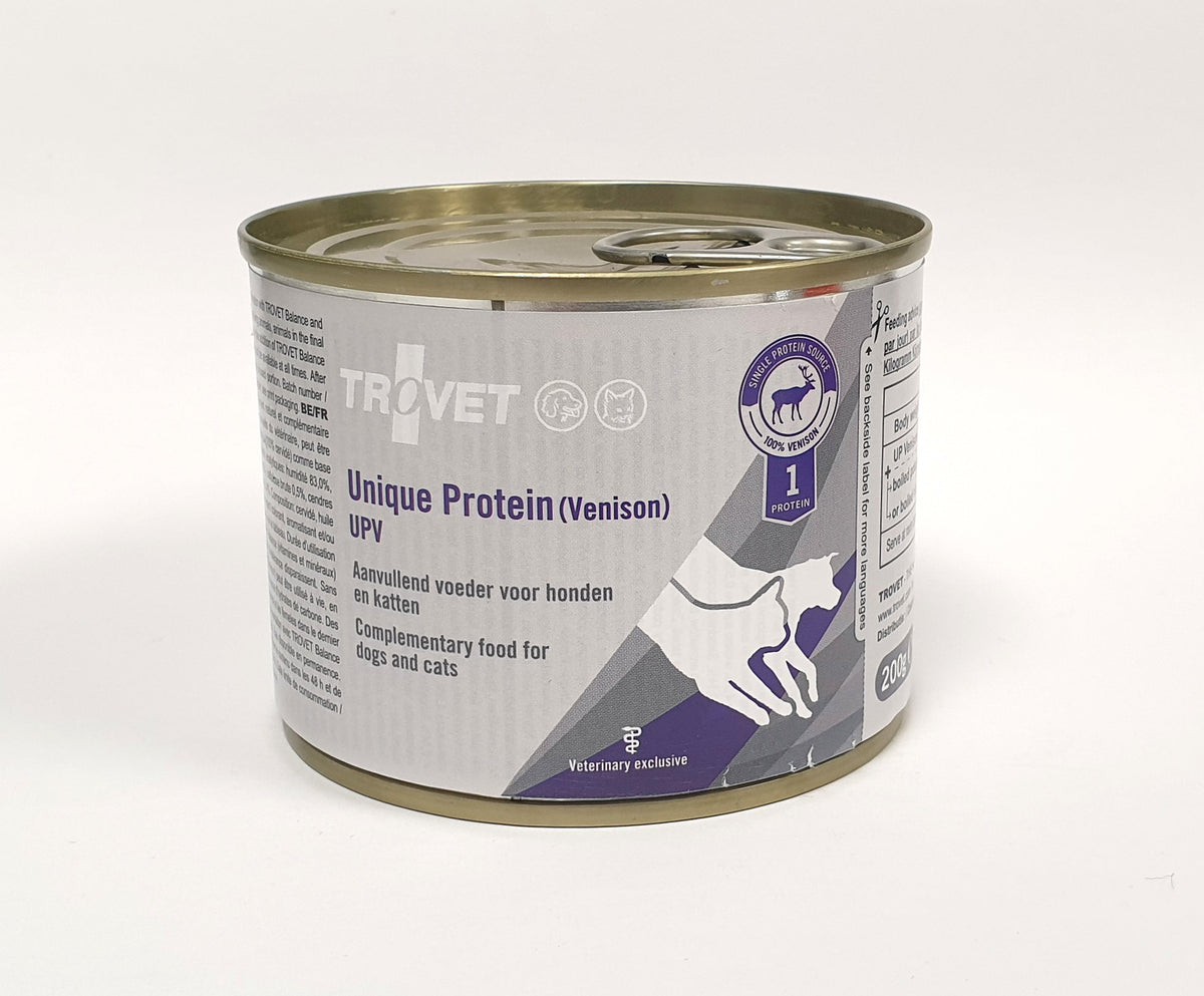 Trovet Unique Protein UPV-hjort för katter och hundar 200 g PROVFÖRPACKNING
