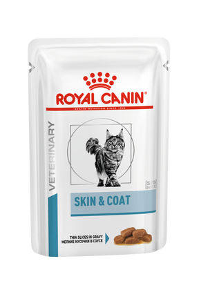 Royal Canin Veterinary Diets Derma Skin & Coat Pouch wet cat food 12 x 85g
