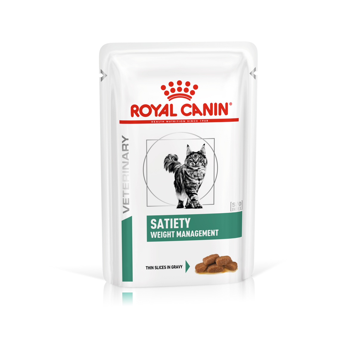 Royal Canin Veterinary Diets Weight Management Satiety Thin Slices In Gravy Pouch wet cat food 12 x 85g