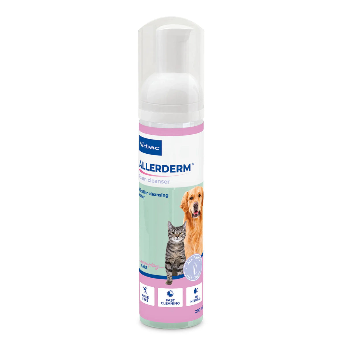 Allerderm Foam Cleanser torrschampo för hund och katt 200 ml