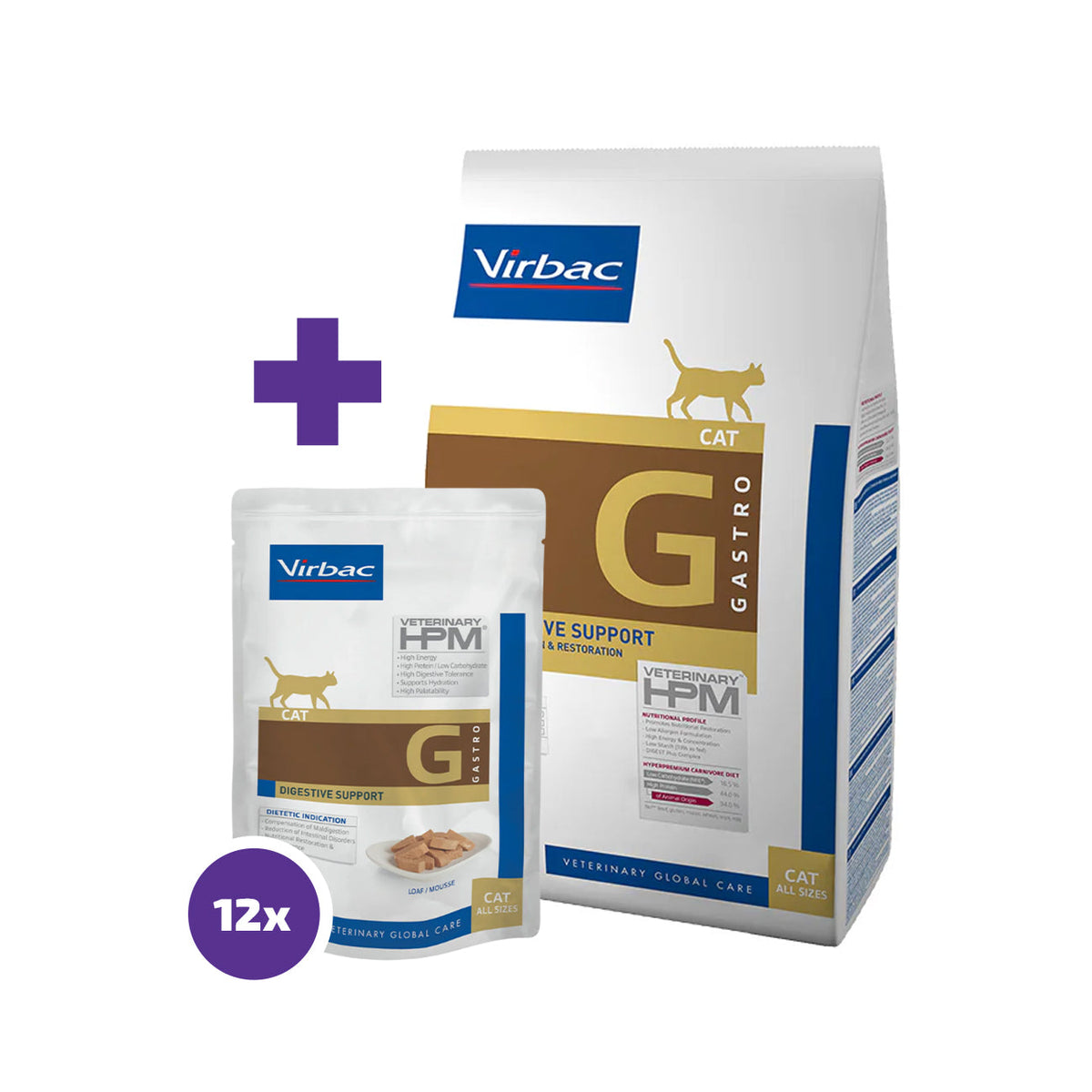 Virbac Digestive Support för katt torrfoder 1,5 kg + våtfoder 12 x 85 g KOMBINATIONSPACK