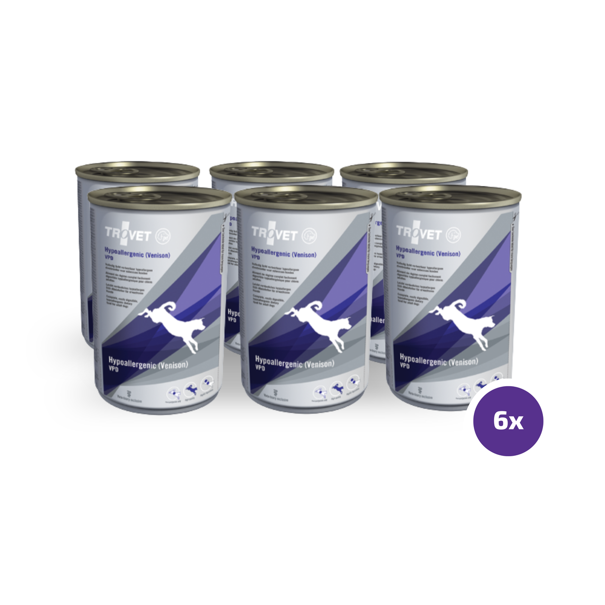 Trovet VPD Hypoallergenic Deer-Potato hüpoallergeenne märgtoit koertele 6 x 400 g MULTIPAKK